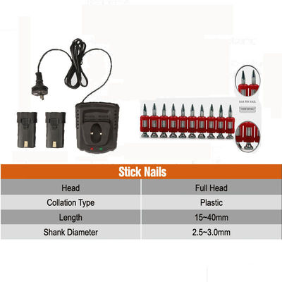 4000 clous par charge Batterie Durée de vie Outil à gaz Concrète pistolet à clous en acier avec 455 * 388 * 110mm Taille