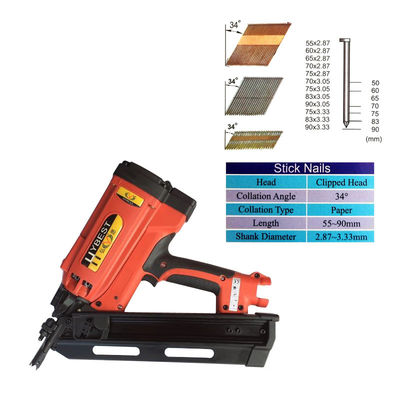 34 degrés Lithium Ion Cordless Framing Nailer avec Min Longueur de l'ongle 2in Exigences