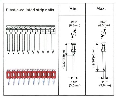Pions électro galvanisés pour le béton 16-38 mm de longueur