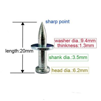 Pinceau à rouleaux lisse 3,5 mm électro galvanisé pour fixation de béton de 20 mm