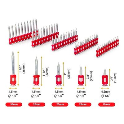 2.7-3.0mm diamètre de la tige collées épingles d'entraînement à gaz pour la bande de clous en béton lourd